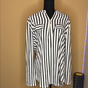 Striped Black and White Women's Blouse